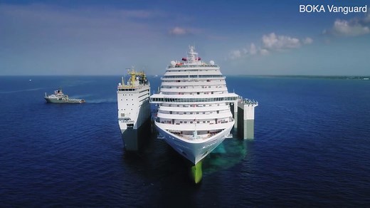 Incredible system lifts entire cruise ship out of water for repairs
