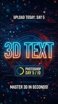 Create 3D Text in 10 Seconds! 🤯Photoshop Day 5/10 #Shorts #PhotoshopTips #graphicdesign #texteffect