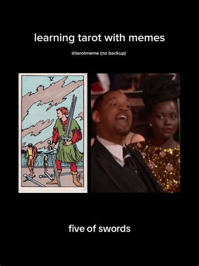 The Five of Swords represents hostility, wounded pride and the desire to win at all costs. It’s about a confrontation that escalates into retaliation, where proving a point becomes more important than the consequences, leaving behind a hollow victory. #tarotreader #tarotcards #tarottok #meme #tarotmeme