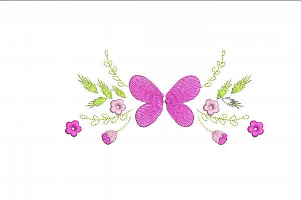 Purple Butterfly Machine Embroidery Design, Floral Accents (digital Download - Etsy