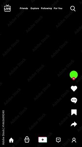 animation tiktok interface ui isolated on black background alpha channel.animated tiktok social media interface with green screen profil