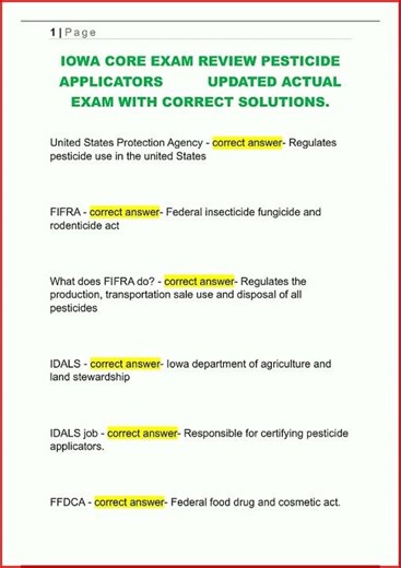Iowa Core Exam Review Pesticide Applicators Updated Actual E video