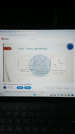 Class 9 Science unit: 7 Force and Motion. Full video is on my youtube channel Milan Aryal. Link is on my bio.