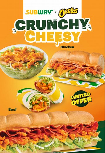 Subway x Cheetos Crunchy Cheesy: Subway Chicken & Beef dengan Cheetos