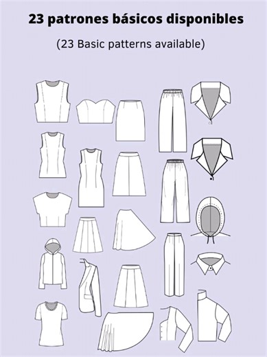 23 patrones bases puedes crear en la app Patrondis #patronaje #app #patrondis #sewingpattern #patternmaking