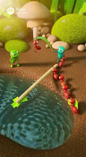 The cricket playing with ants