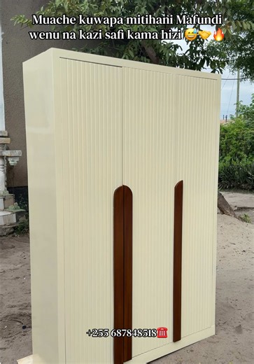 3 DOORS CLOTH WARDROBE 😍🤍 ➡️Wardrobe details; Size 4x6feet,1 inside Droo, & Unique design ➡️Light Cream Colour🤍🥰 ➡️Ready made ipo tayari(CASH & CARRY)📌 . . . . .PRICE; 450,000/=(fixed) . . . . Quality and Standard finishing Work🔥🥰👌🏾 . . . .LOCATION; TABATA BARACUDA(Near Bus Station🚦) .CONTACTS ( 255🇹🇿)☎️calls/Watsup; 0687848518 calls;0747316996 . . .Pia Tunatengeneza Furniture’s aina zote kwa material mbalimbali(Hard & soft board,Mbao nyekundu, Chuma & Sofa upholstary and repair) . .