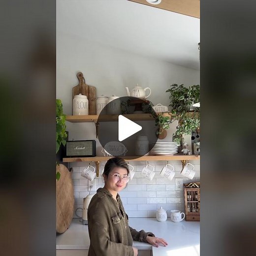 Spring Kitchen Shelf Restyle with Rae Dunn Collection