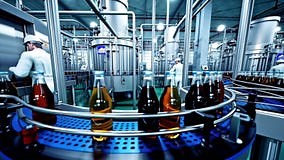 Bottling Plant Automation Process in Factory Stock Video - Video of equipment, modern: 409842501