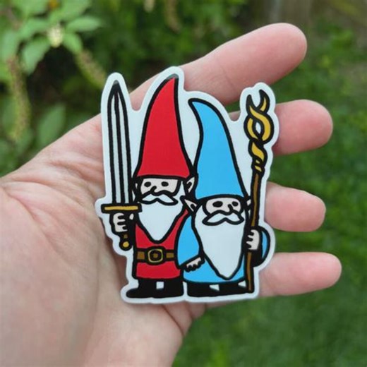 Battle Gnomes Sticker Funny Fantasy Warrior Garden Gnome Vinyl Decal Waterproof - Etsy