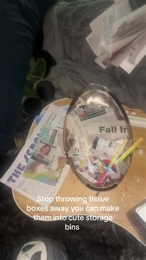 I used mod podge and newspaper ^-^ | Storage Bins