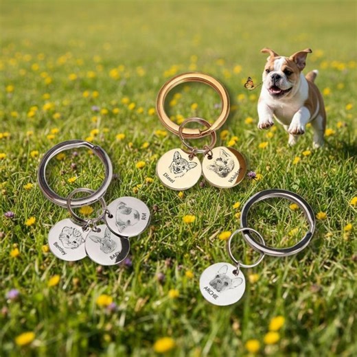 Customized Stainless Steel DIY Commemorative Pet Photo Keychain With Laser Engraving Disc Pendant Key Pendant - Etsy