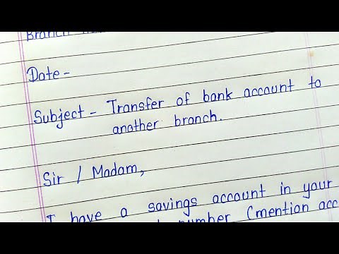 Application to bank manager for transfer bank account