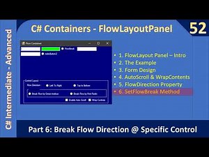 C# FlowLayoutPanel Container | Part 6 SetFlowBreak | C# Advanced #52