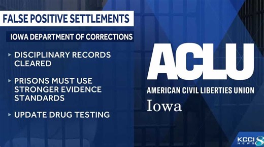 ACLU of Iowa reaches settlement with Iowa Department of Corrections over false positive drug tests