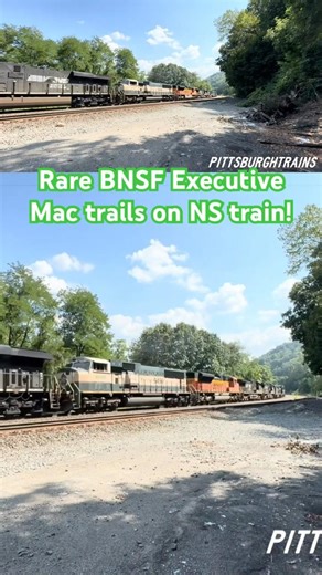 A rare BNSF Grinstien unit, also known as an executive SD70MAC trails on NS 11Q!