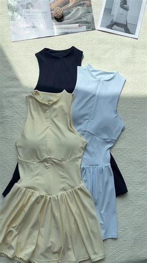 Tennis Golf Dress 🎾 Zip Front Slim Fit with Built-In Shorts & Pockets for Sunny Active Days ✨⛳☀️ #SummerVibes #TennisLook #GolfStyle #SportyDress #PocketDress #ActiveChic