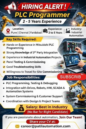 🚨 PLC Programmer Hiring | 2–5 Years Experience | High Salary | Apply Now!