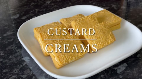 Traditional British custard cream biscuits at home