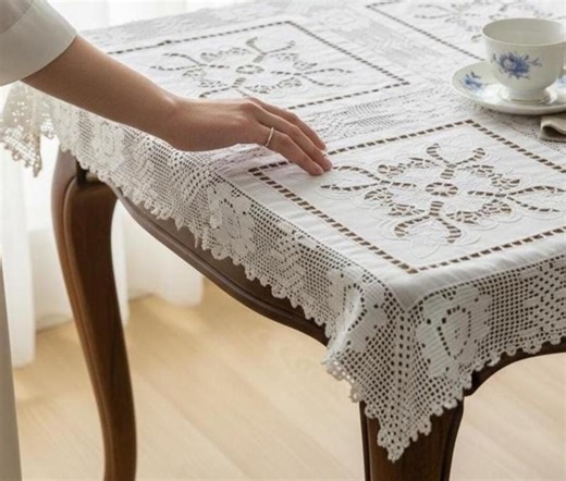 Vintage Square Lace Tablecloth 84x84 Cm, Handmade Crochet & Embroidered Table Cover - Etsy