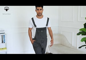 Watch Karlywindow Mens Denim Bib Overall Shorts on Amazon Live