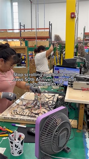 92K views · 1.1K reactions | Jaws 50th Anniversary Edition is on the line today for #FactoryFriday! Where does JAWS pinball fall in your all time rankings? | Stern Pinball | Facebook
