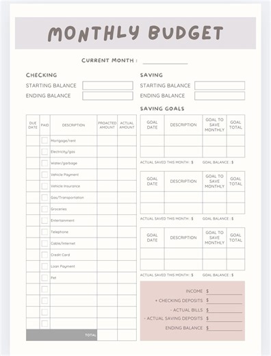 Monthly Budget Planner