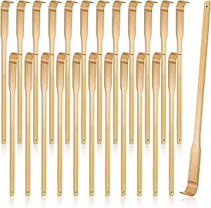 Yinkin 24 Pieces Bamboo Back Scratcher Bulk Long Manual Back Massager Traditional Wooden Back Scratcher for Itching Relief and Body Massage Elderly Men Women Christmas Gifts for Nursing Home