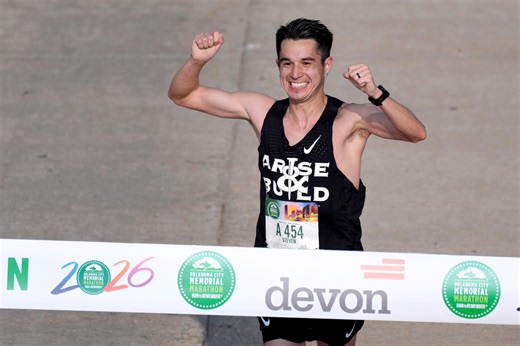 Tulsa native Steven Baker wins 2026 OKC Memorial Marathon men's race
