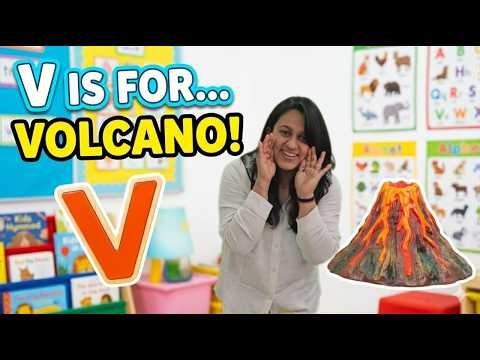 Alphabet V | Volcano 🌋 Violin 🎻 | Kids Learning with Puju Ma'am