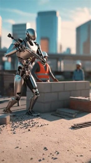 Robots Working on a Construction Site #robot #ai #shorts