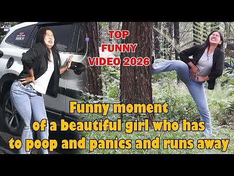 Funny moment of a beautiful girl who had to poop and overdosed