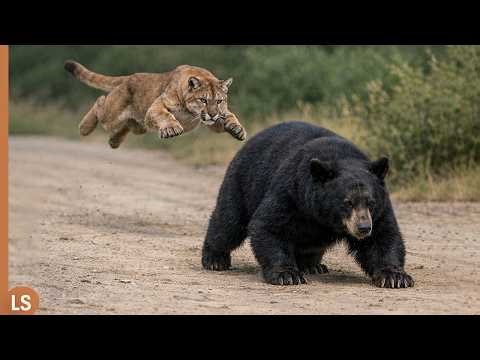 The puma thought he could beat the bear… and soon regretted it!