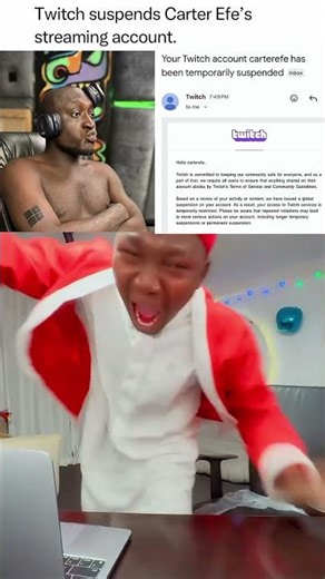 Twitch bans Carterefe's account💔. #carterefe #twitch #nigeria