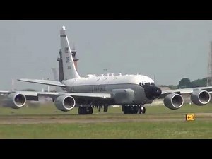 USAF RC-135V + KC-135R takeoff from Mildenhall 15-07-2016