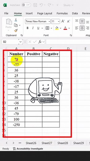 Separating Positive and Negative Numbers in Excel