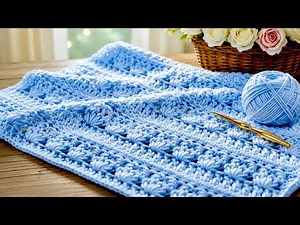 Easy & Beautiful Crochet Stitch!🩵 Beginner Friendly | Stunning 3D Blanket Pattern