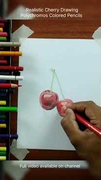 Realistic Cherry Drawing | Polychromos Colored Pencil 🍒