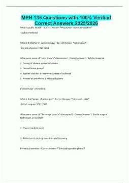 MPH 135 Questions with 100 Verified Correct Answers 20252026700