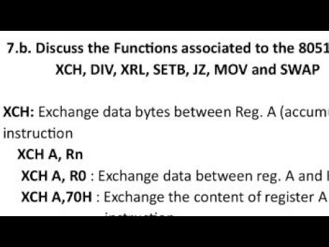 8051 instructions | XCH | DIV | XRL | SETB | JZ | MOV | SWAP instructions of 8051| MPMC | PYQ 24-25
