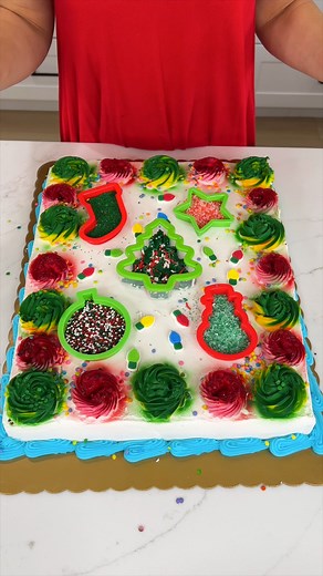 329K views · 976 reactions | The easiest holiday cake trick This is a trick for decorating store bought cakes. All you need is sprinkles and cookie cutters. This original video was produced by My Life, Network Media and Allie Sparks. | Life According to Us | Facebook