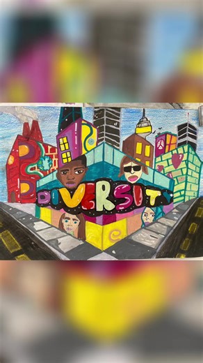 Love a little positivity with our 2 point perspective projects! 8th grade crushed it! #middleschool #artteachersoftiktok #art #artteacherlife #2pointperspective