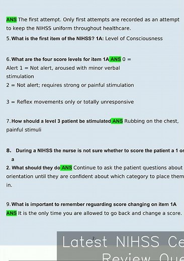 Latest NIHSS Certification Exam Review Questions and Answers Verified Answers2952 video
