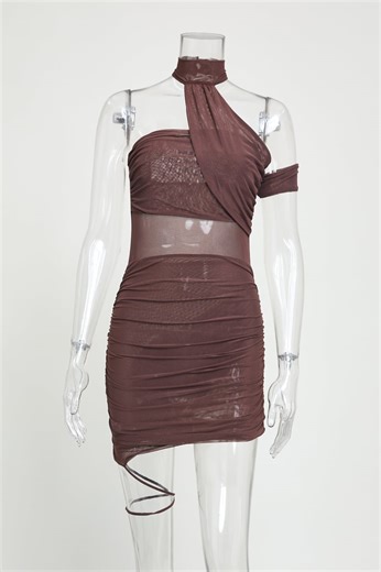 GIRLMERRY Sexy slight stretch see through mesh stitching bodycon mini dress Wholesale AA028037