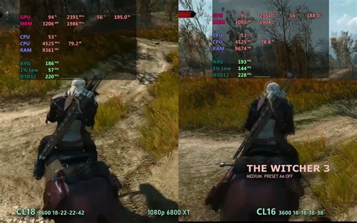 内存时序对比 CL18 vs CL16 3600mhz RAM