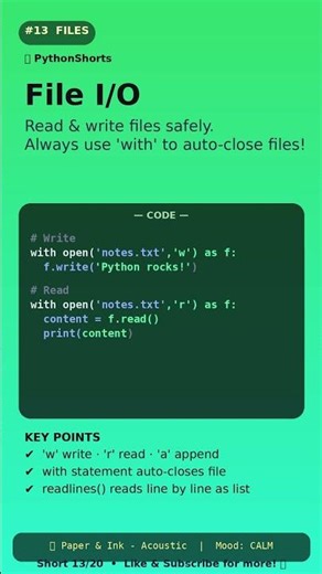 Python File Reading & Writing in 10 Seconds! #13