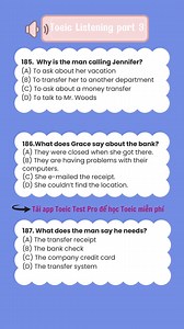 Luyện nghe Toeic kèm transcript. Tải app Toeic Test Pro để ôn luyện Toeic miễn phí các bạn nhé #TOEIC #ToeicTestPro #reelsviral #reelsfb #practice | Estudyme - Practice for TOEIC Test Pro