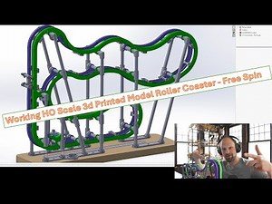 Working HO Scale 3d Printed Model Roller Coaster - Free Spin
