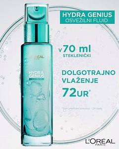 Hydra Genius fluid s teksturo, ki je lahkotna kot voda, hitro prodre v kožo in jo naredi hidrirano, mehkejšo in prožnejšo. 💦 Koža zadrži vlažnost, po dolgem uporabljanju pa deluje sveže in intenzivno hidrirano. ✅ Informacije o ceni in naročanju na voljo na povezavi: https://bit.ly/hydraGenius2 | L'Oréal Paris