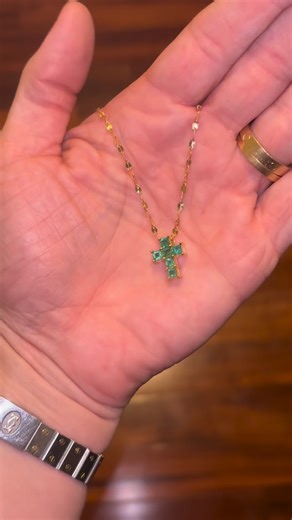 ShermanJewelryCo LLC on Instagram: "Our newest addition to our natural gemstone collection is this absolutely stunning vivid green emerald cross! She’s very chunky and contains the most vivid glowy green emeralds! Available in ruby and other gemstones as well! We just released these and they are flying! DM to claims yours 😍 • • • #emerald #colombianemeralds #zambianemeralds #brazilianemeralds #gemstones #ruby #sapphire #gold #diamonds #jewelry"